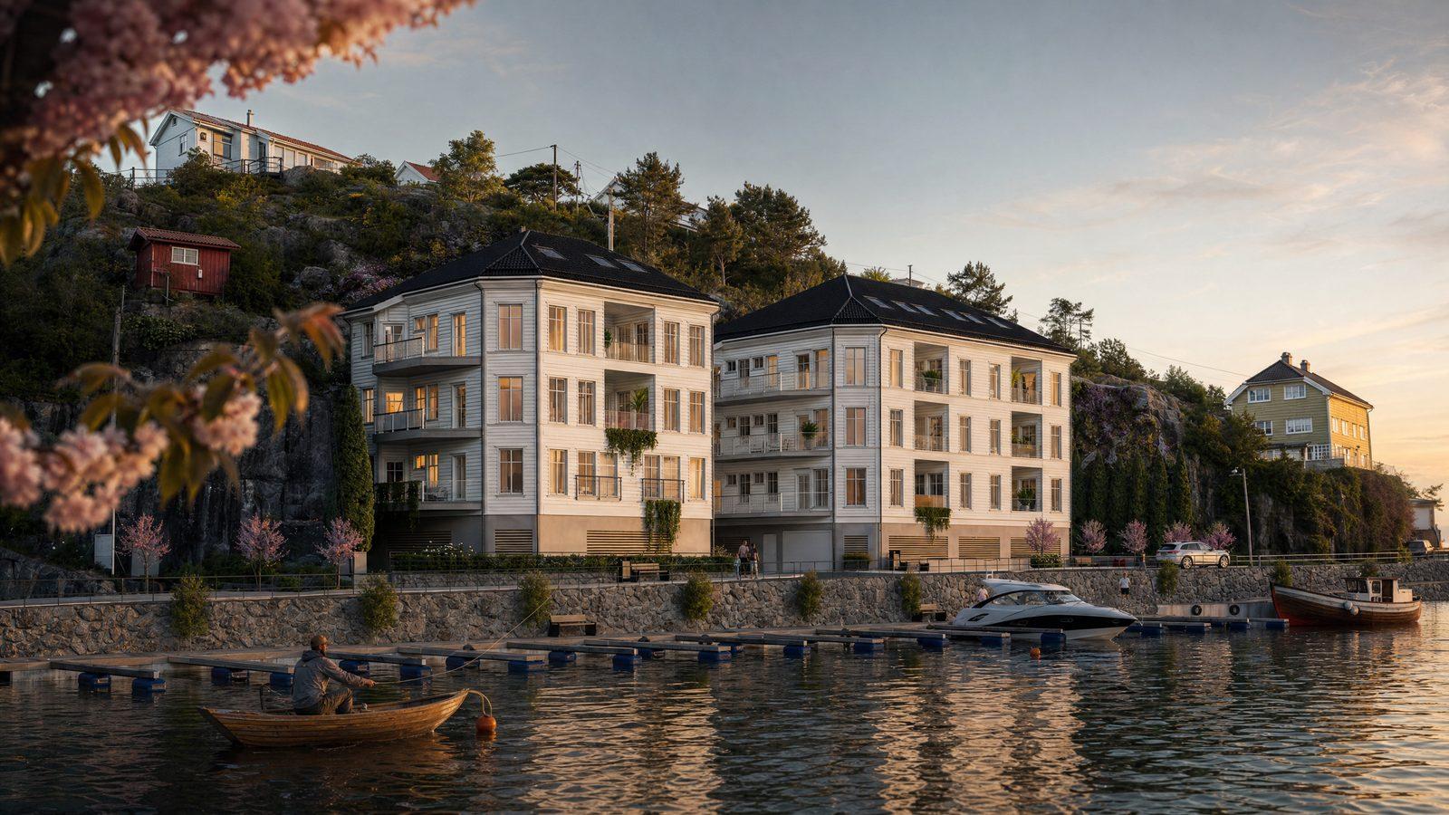 3D-visualisering av leiligheter ved sjøen – eksteriør, Usett 3D Studio, Østfold