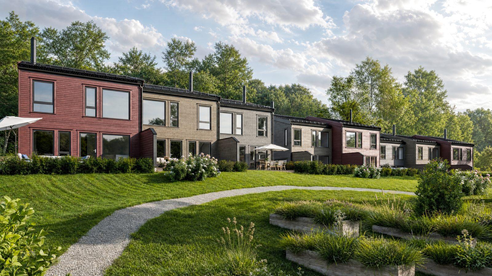 3D-visualisering av rekkehus – eksteriør, Usett 3D Studio, Østfold