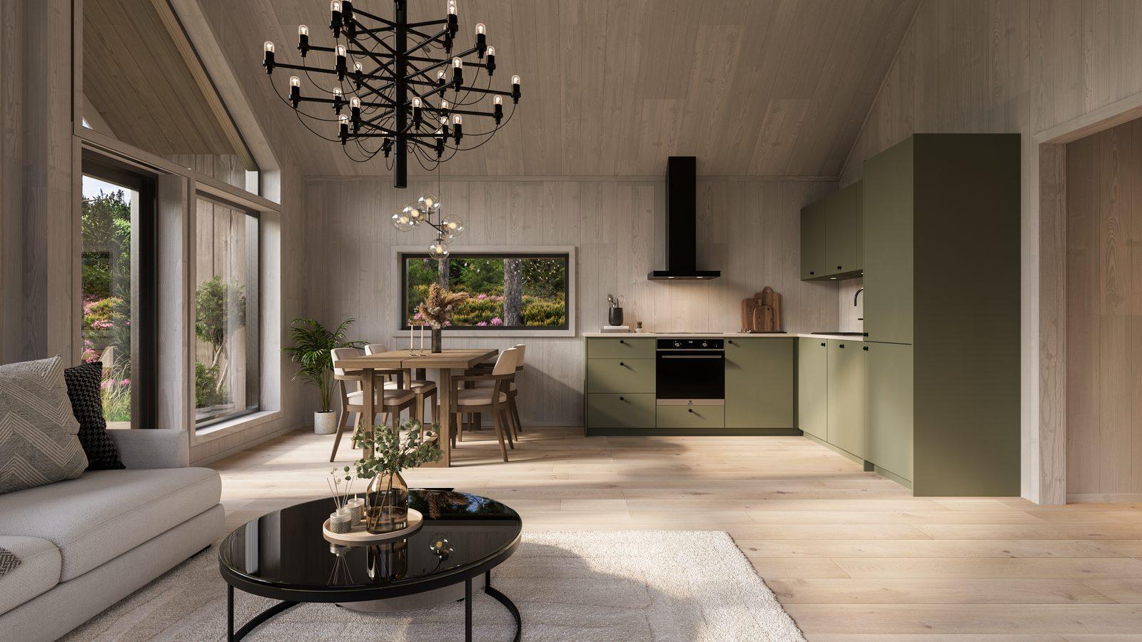 3D-visualisering av hytteinteriør – interiør, Usett 3D Studio, Østfold